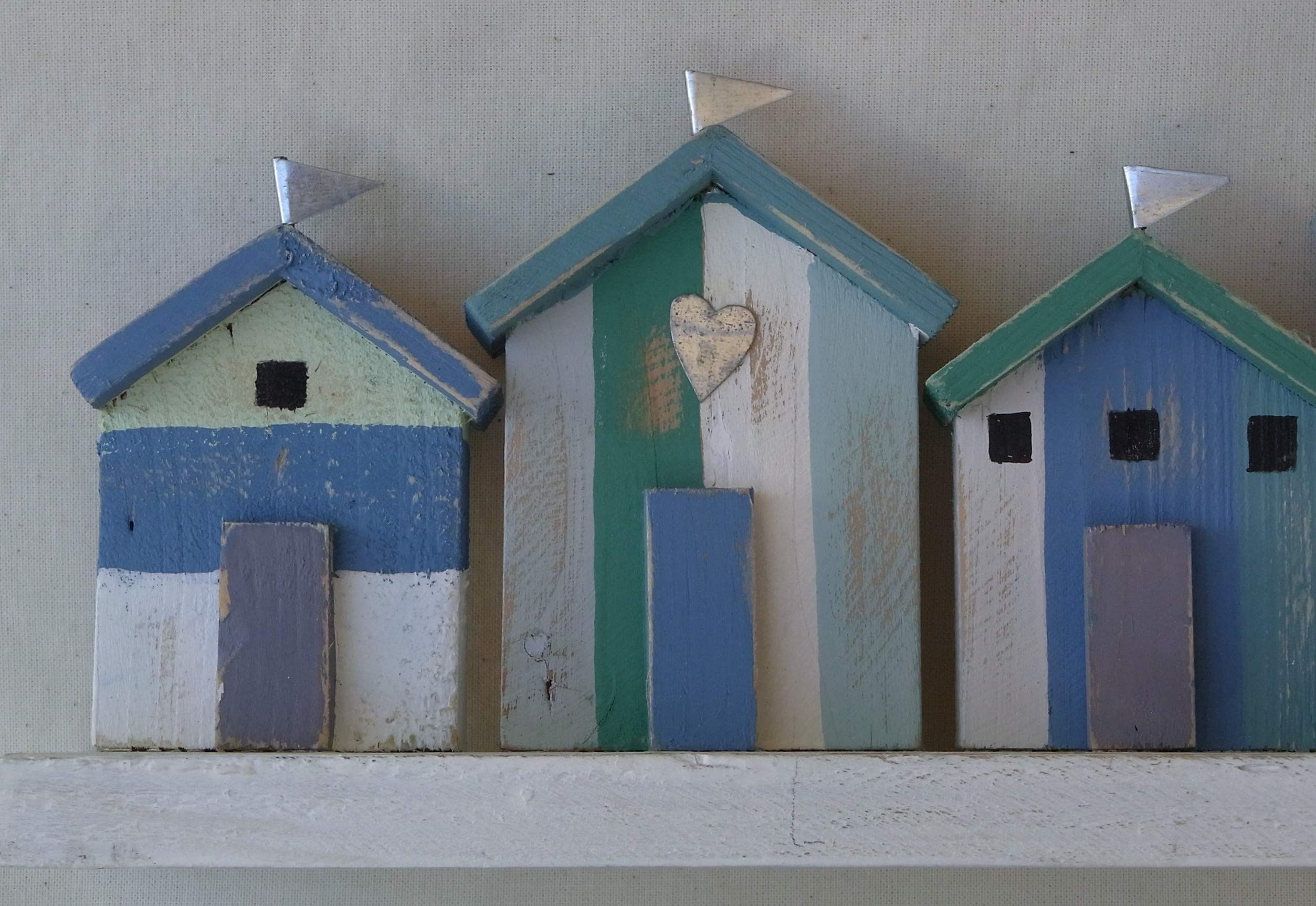 Shoeless Joe Five Marine Coloured Beach Huts in a Row, Multicolor - Image 2