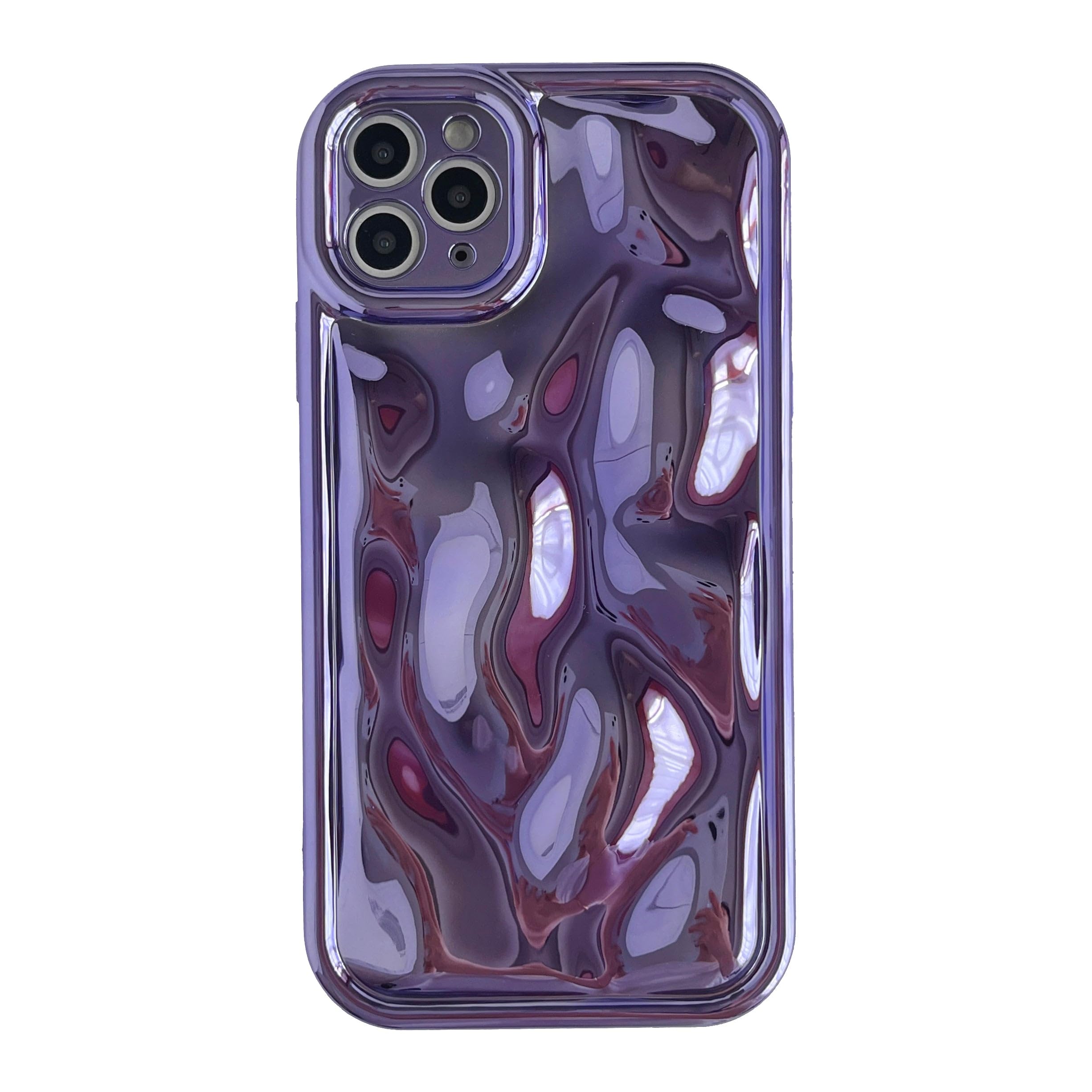 Caseative for iPhone 11 Pro Max Case,Water Ripple Wave Meteorite Bubble Chrome Plating Soft Phone Case (Light Purple)