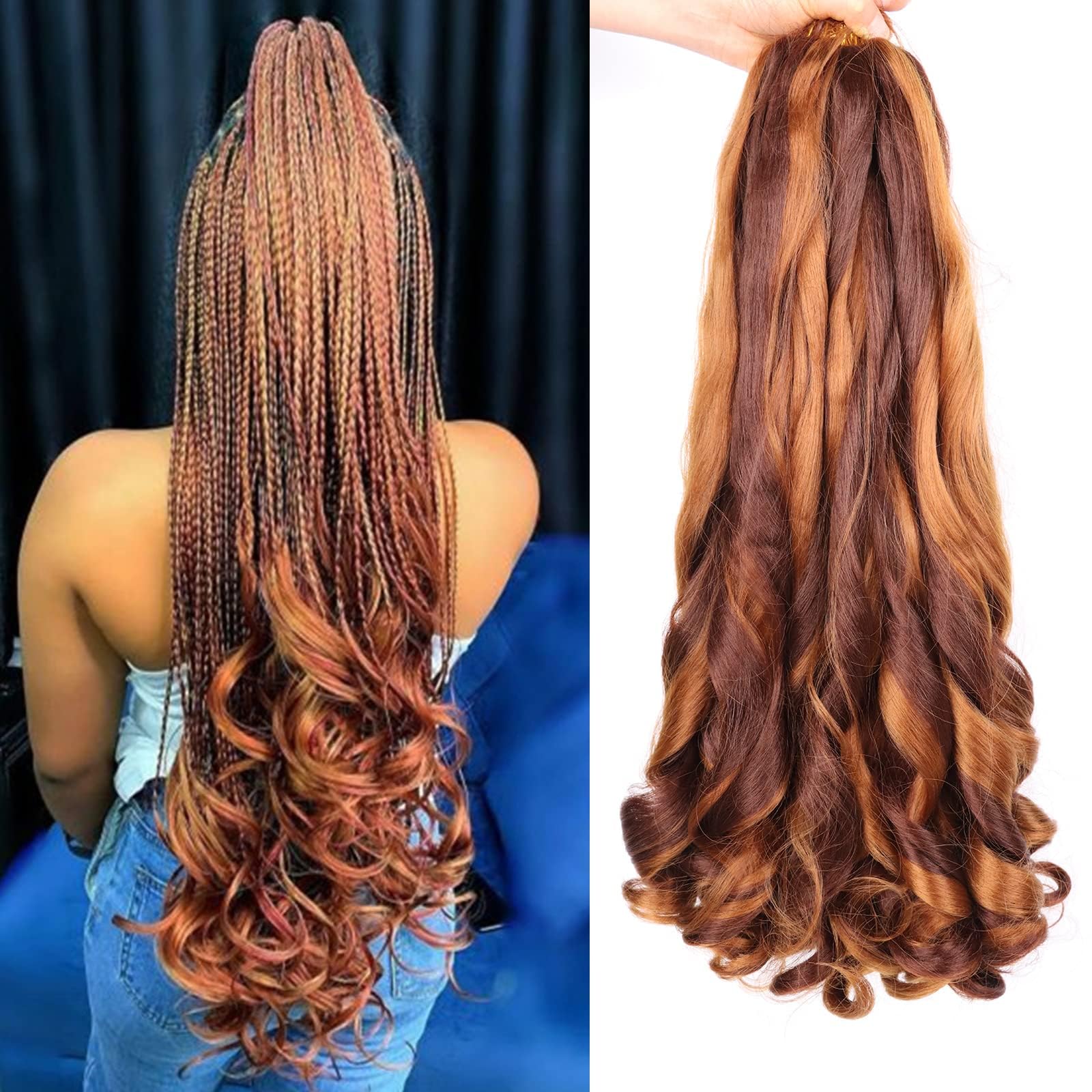 8 Packs 12 Inch French Curly Braiding Hair Loose Wave Spiral Curly Crochet Hair for Black Women Pre Stretched Braiding Hair with Curly Ends 12 Inch