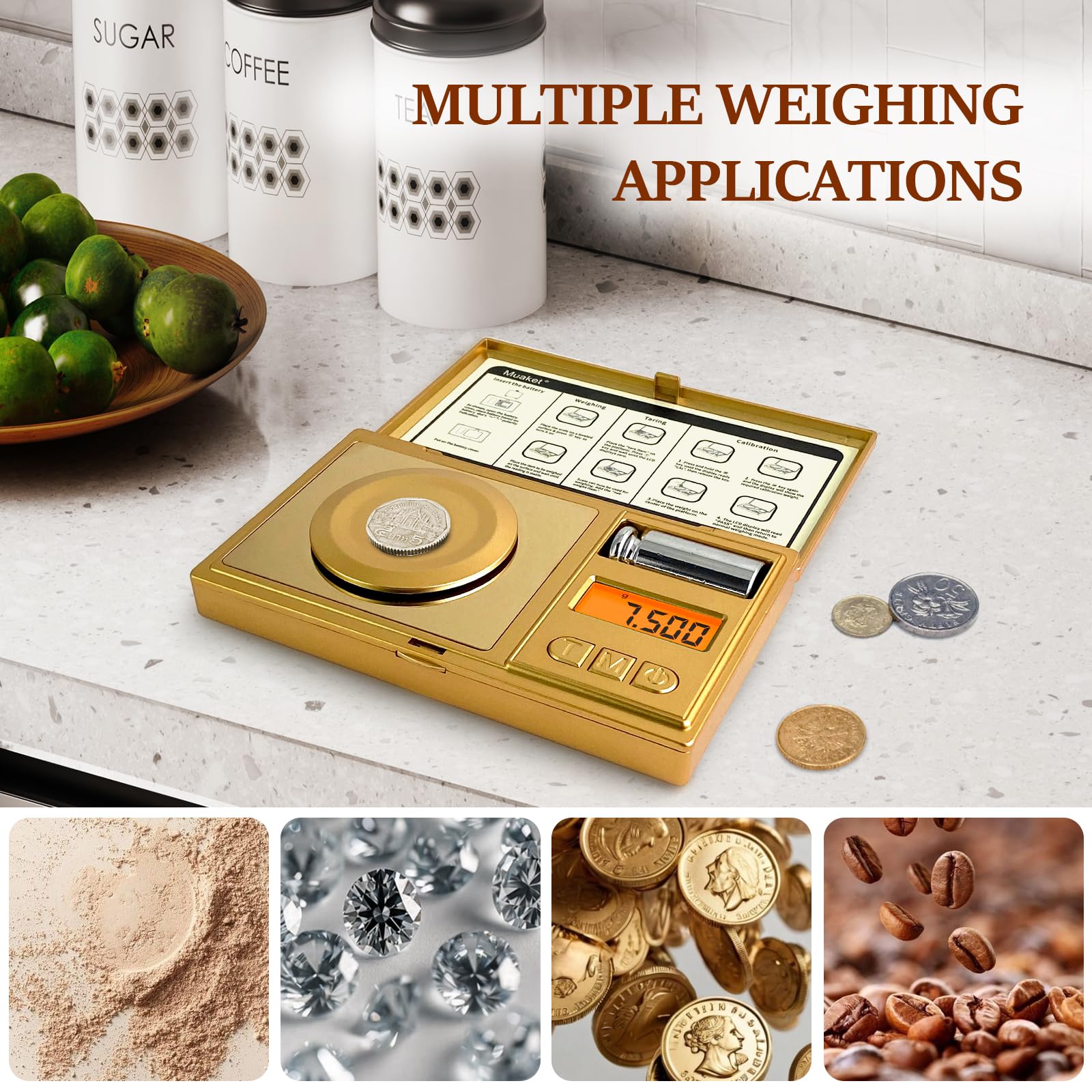 Bilancia di Precisione 50g/0,001g, Bilancia Milligrammi Digitale con Pesi di Calibrazione