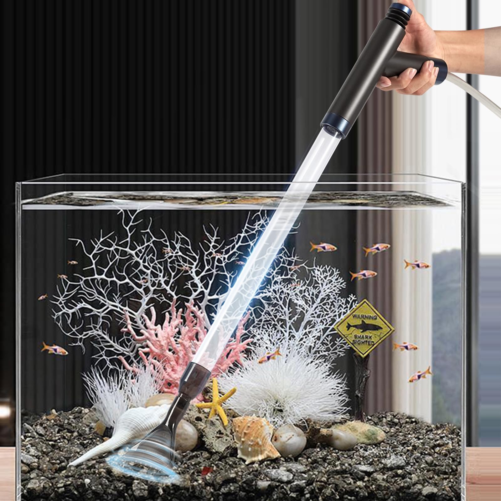 Aquarium Gravel Cleaner, Removable Manual Vacuum Water Changer, Sand and Algae Cleaner