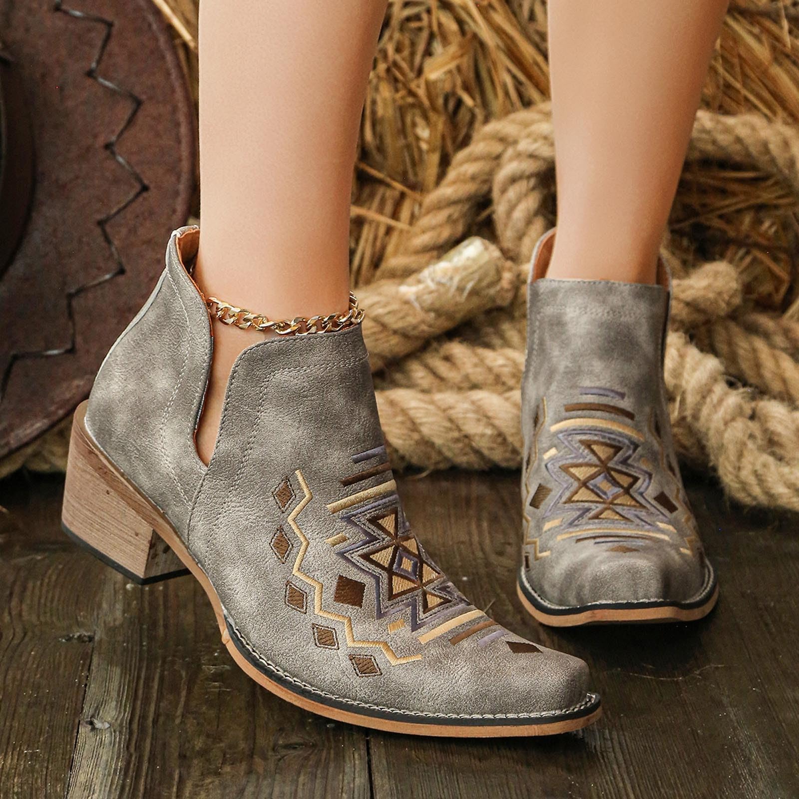 Generisch Buty do stroju ludowego, weselne, do stroju bawarskiego, eleganckie, haftowane denim, z motywami folklorystycznymi, średni obcas