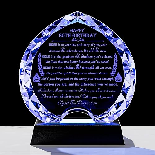 Miniatura 17 de Movdyka Regalos de 80 cumpleaños para mujeres y hombres – Regalos de corazón de cristal personalizados 1965 regalo de 80 años para ella él – Ideas