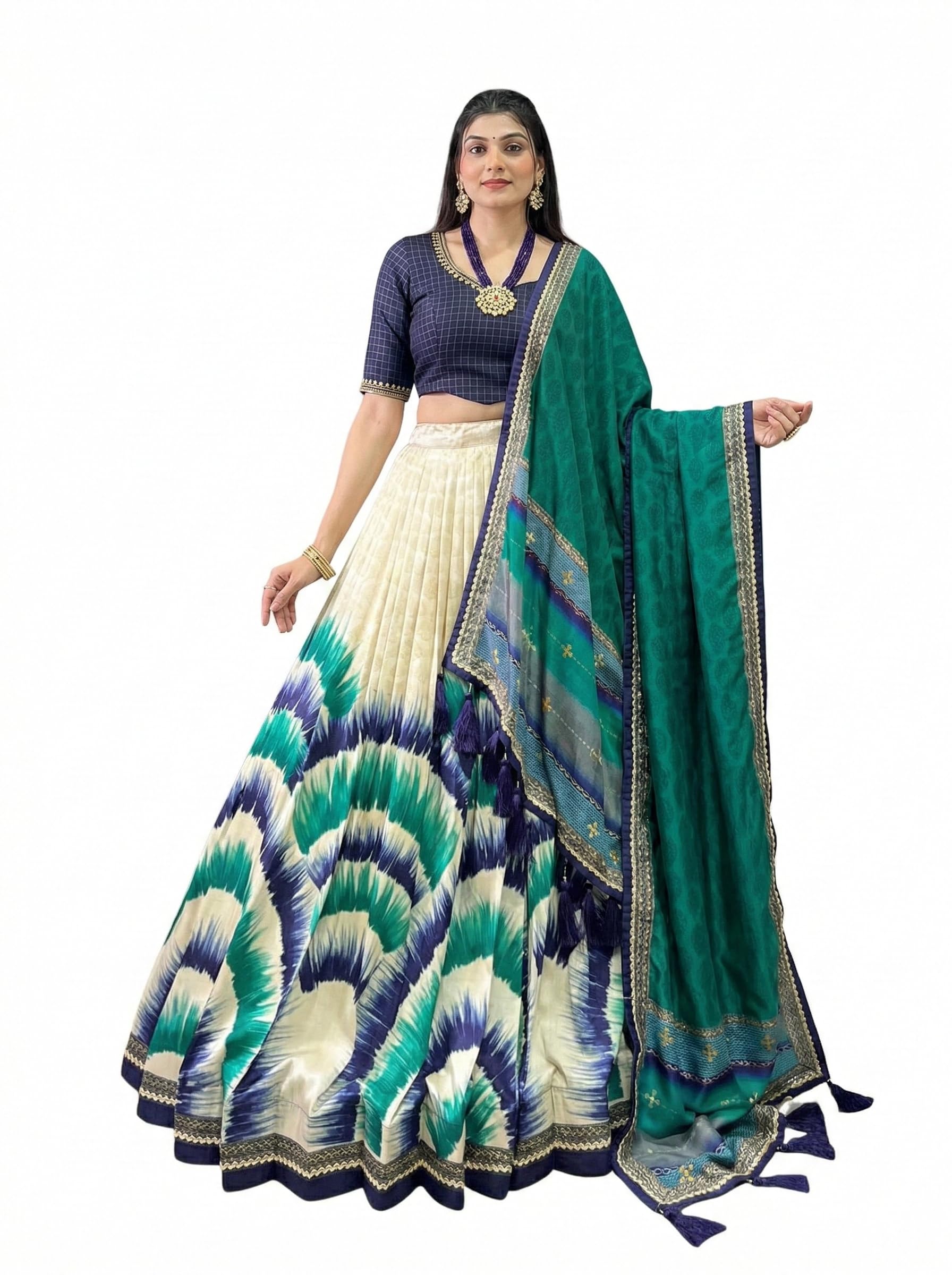 dream crushers Women's Navratri Collection Dolla Silk Lehenga Choli Patola Print with Foil Work With Blouse Solid | lengana for women | ghagra choli set for women | Readymade-picture-19