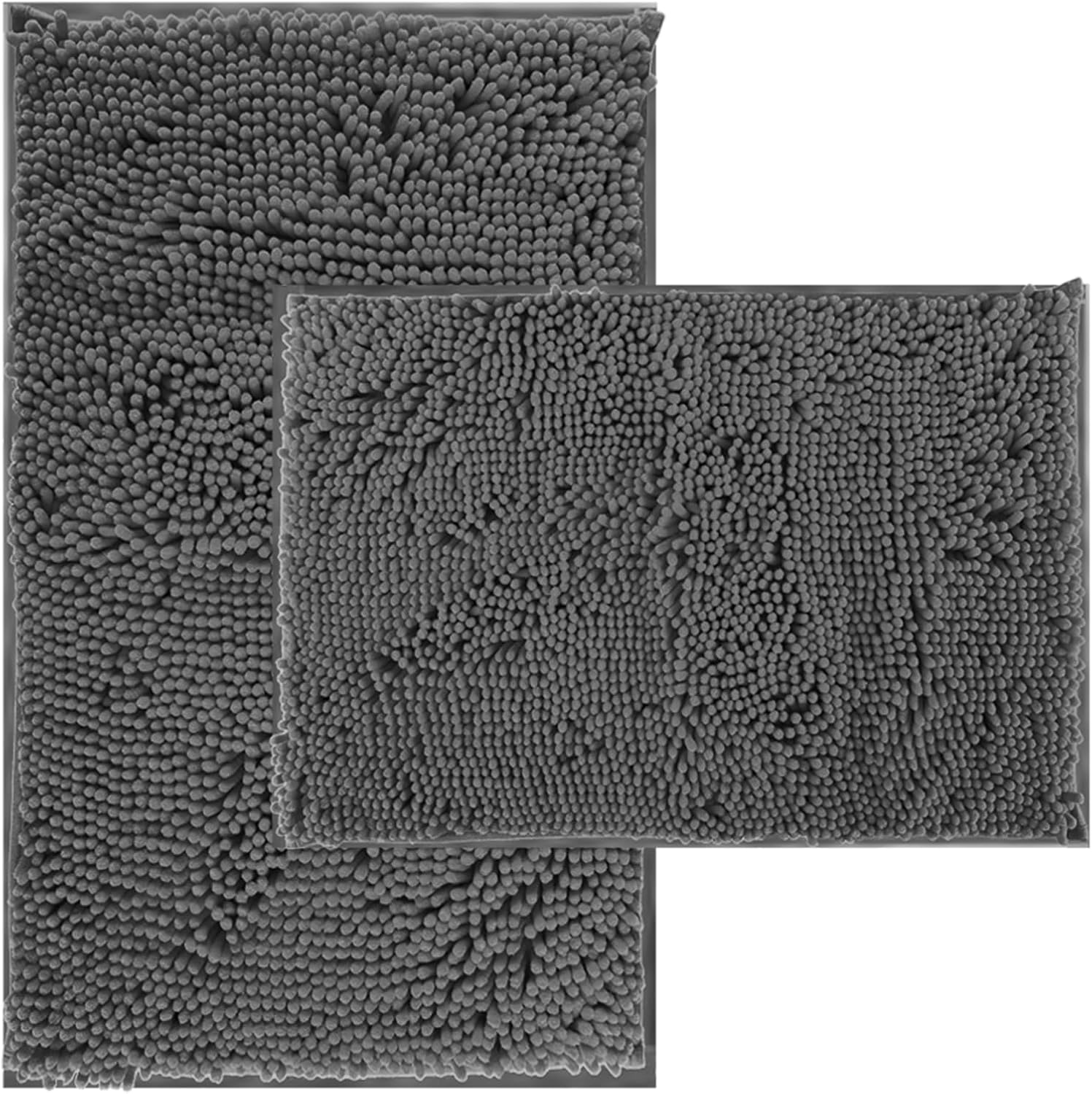 Bathroom Rugs Sets 2 Piece Thicken Chenille Bath Mats Set, Extra Soft and Absorbent