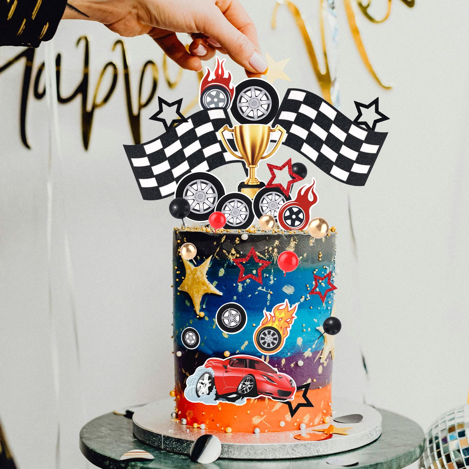 25 Pezzi Decorazioni Torta Auto Da Corsa | Toppers Per Cupcake E Torta | Compleanno Bambini