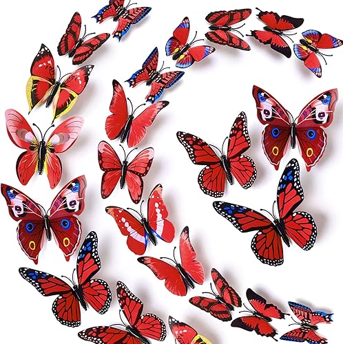 LiveGallery 72 calcomanías de pared de mariposas coloridas extraíbles en 3D para decoración de pared para niños bebés niñas dormitorio aula oficinas