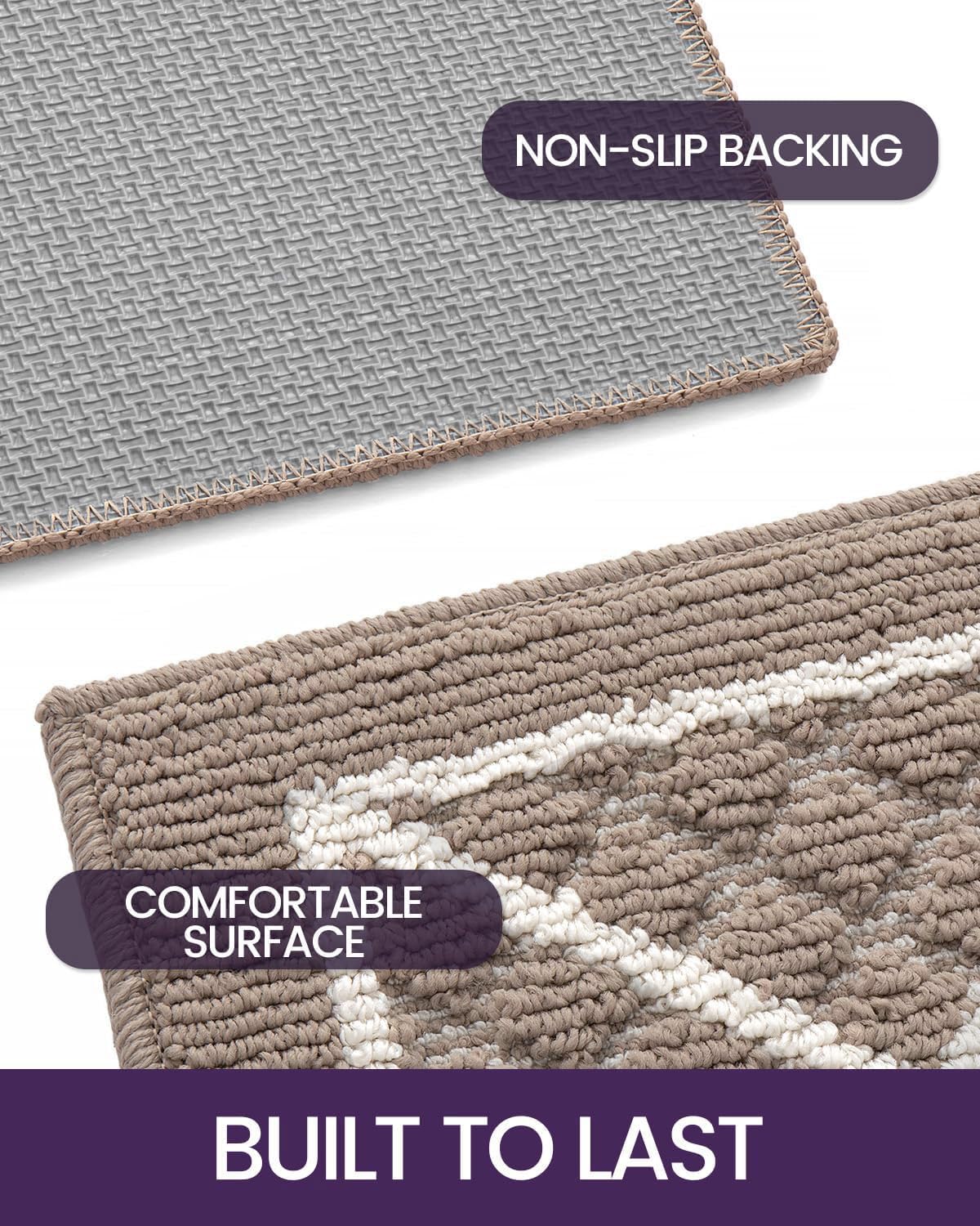 DEXI - Zerbino per porta d’ingresso, 43 x 76,2 cm, antiscivolo, assorbente, a basso profilo, sottile, lavabile, per ingresso interno, garage e patio, beige