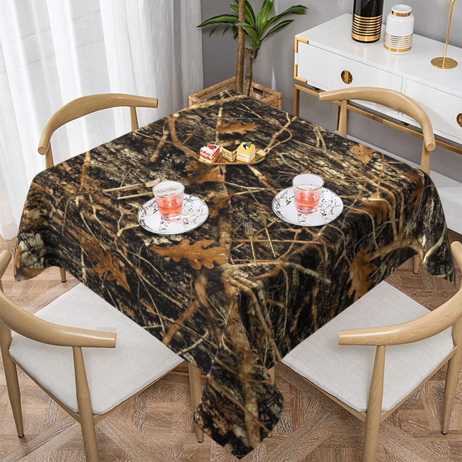 DCEHGEW Camoflauge Prints Square Tablecloth 152x152 CM, Waterproof Fabric Table Cloth for Dining Table, Farmhouse Table Cover for Kitchen Dining Tabletop Decoration