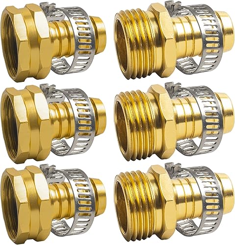 Xiny Tool Conectores de reparación de manguera con abrazaderas, kit de reparación de manguera de jardín de aluminio de 58 pulgadas, conectores de