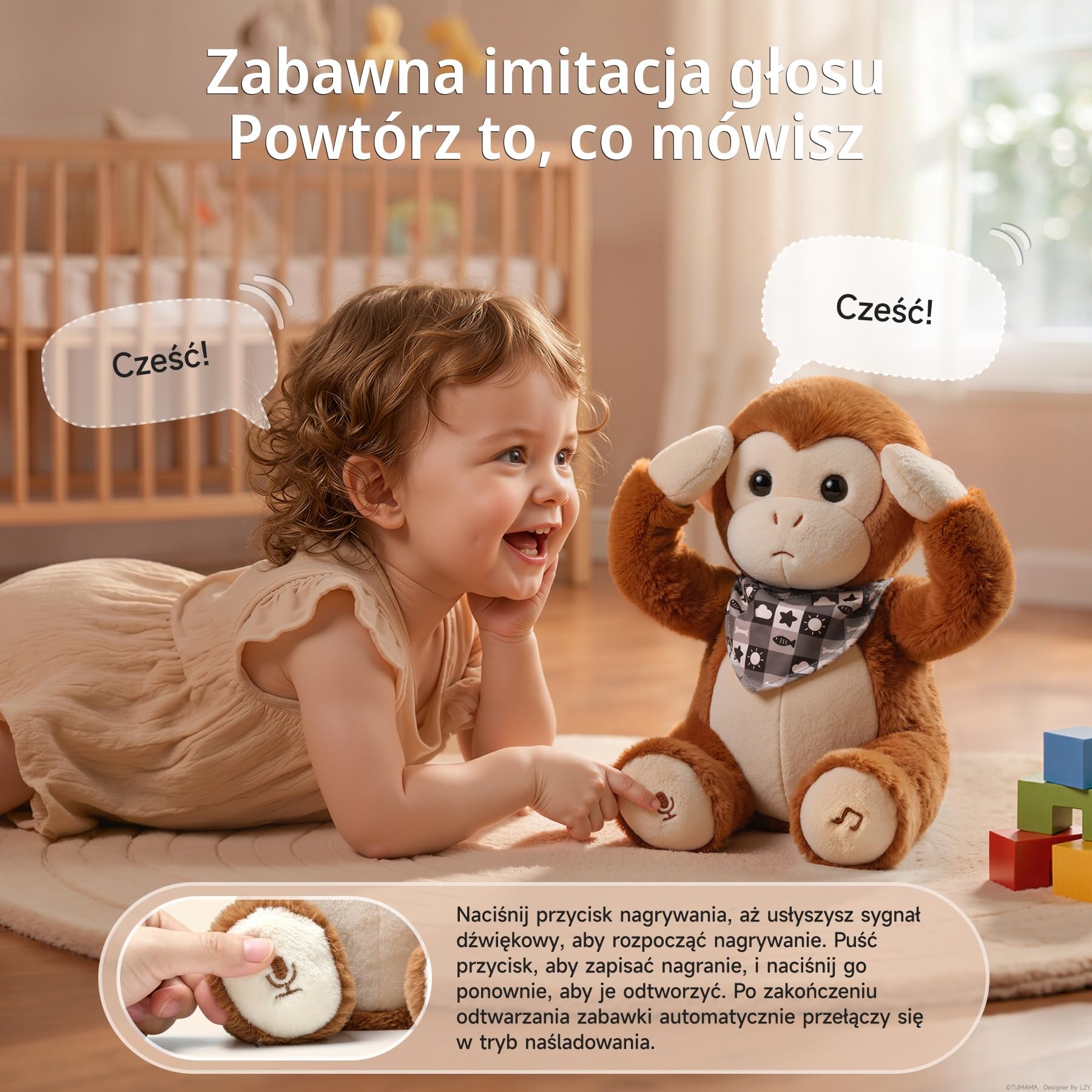 Interaktywna Pluszowa Małpka z Muzyką i Funkcją Głosu