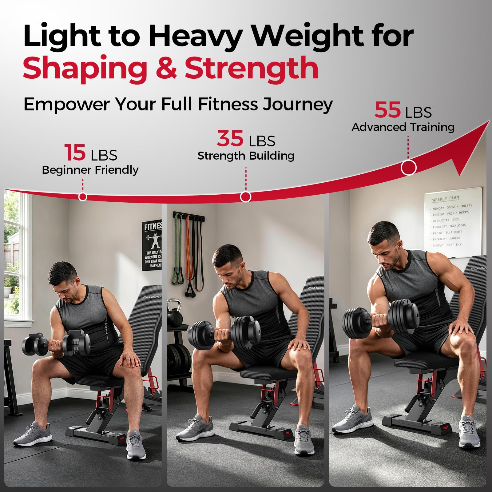 DB2 Adjustable Dumbbye Set, 55LB/110LB Option, 5-in-1 Quick Adjustable Weights with Storage Box and Non-Slip Handle, Weight Set for Home Gym Exercise Fitness, Full Body Workout for Men & Women