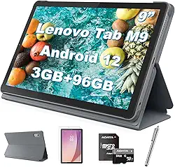 Lenovo Tablet Tab M9 Android 12, tela IPS HD de 9 polegadas, 3 GB de RAM, 96 GB (armazenamento de 32 GB + cartão MSD de 64 GB), Octa-core MTK Helio G80, Wi-Fi, Bluetooth, câmera HD 720p, Dolby Atmos