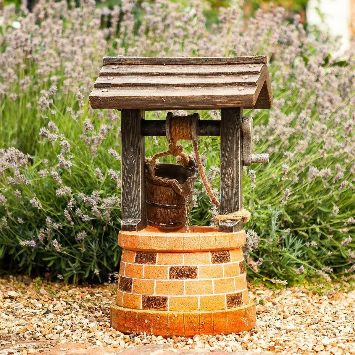 Festive Lights Bronze - 51Cm Wishing Well Solar Water Fountain - Ip44 Polyresin Outdoor Garden Feature - Self-Contained, Durable & Lightweight, Tranquil Cascading Waterfall, Energy Efficient & Easy Setup