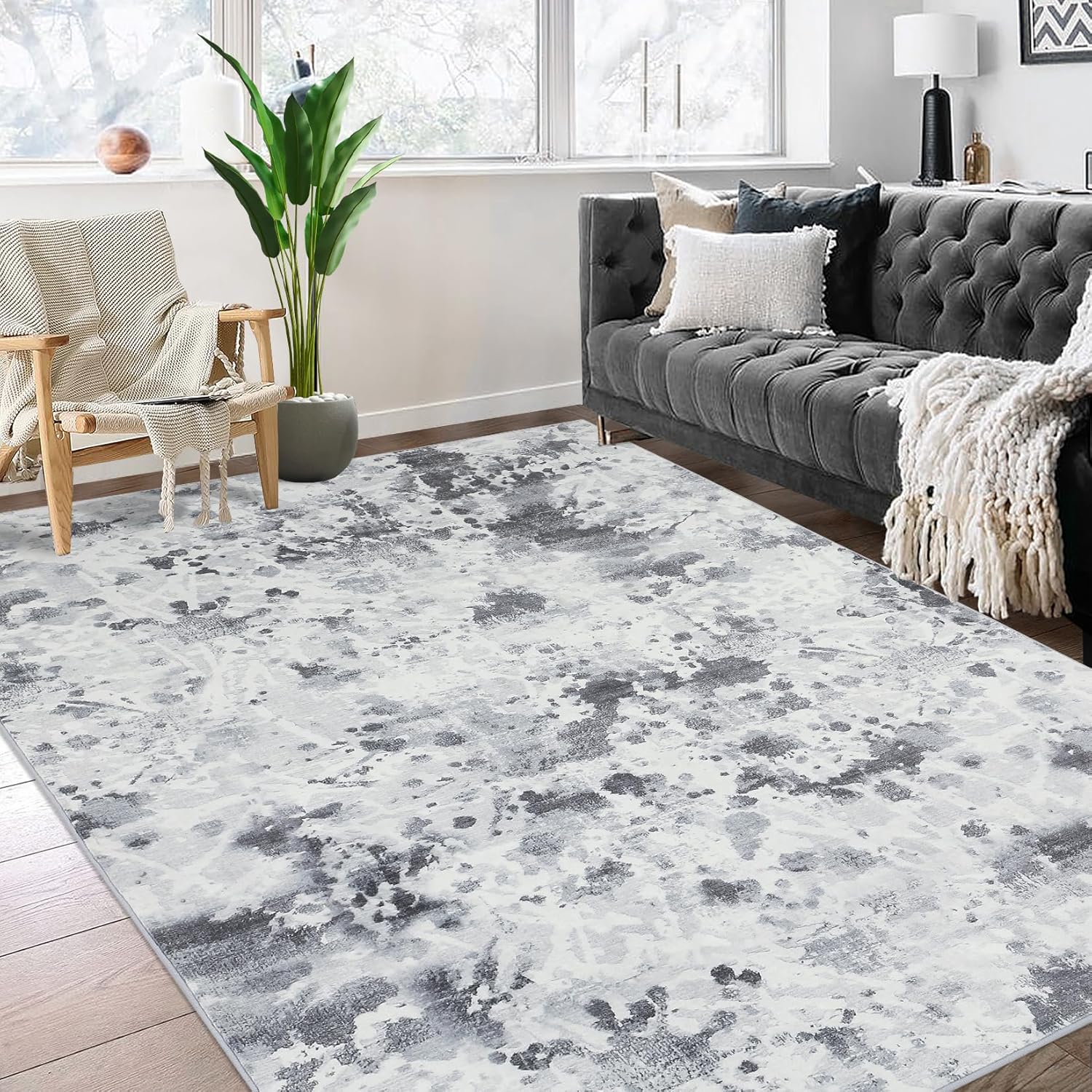 GlowSol Modern 4x6 Area Rug Washable Living Room Rugs Rugs