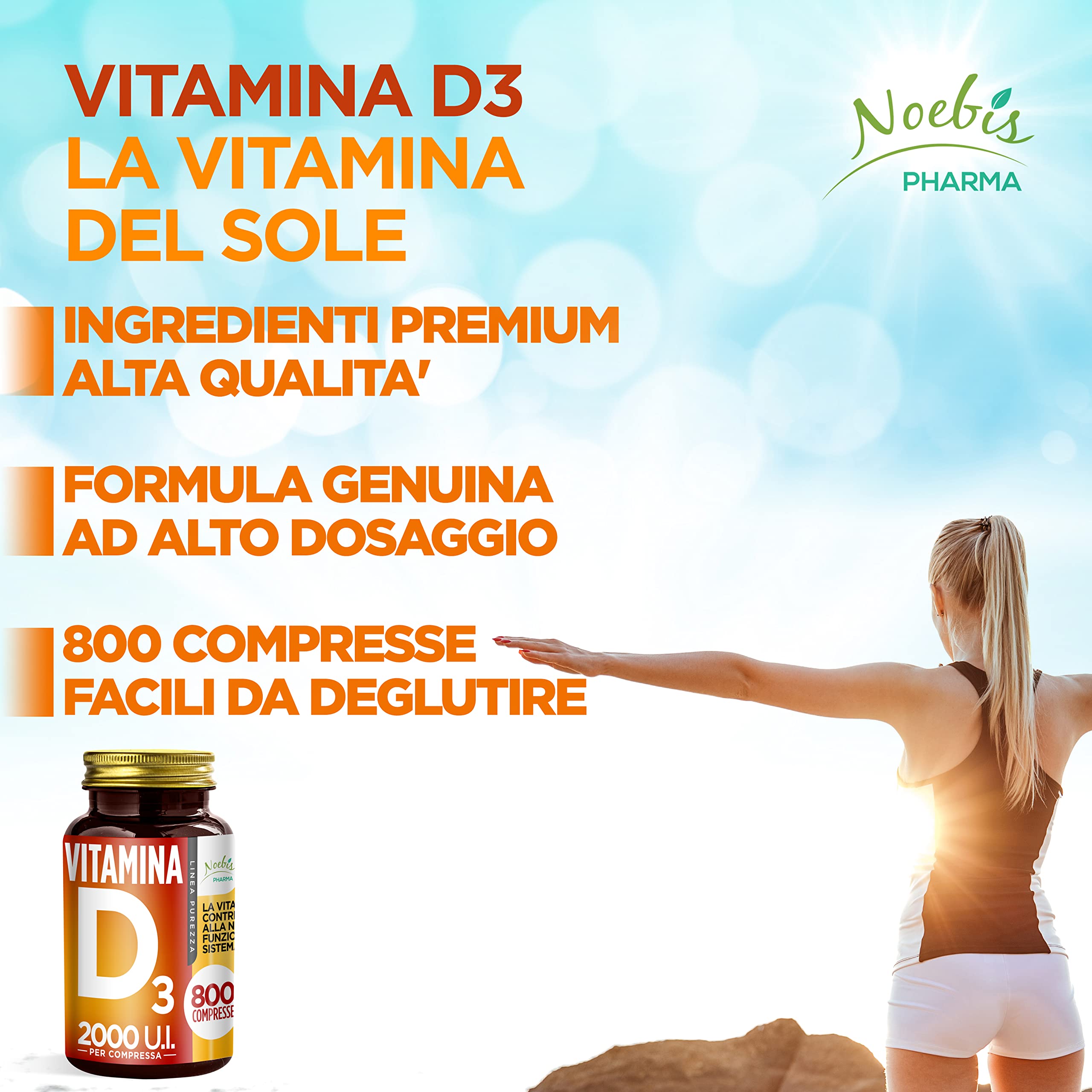 Vitamina D3 2000 UI - 3200 Compresse - 50 mcg di Vit D per 1 Compressa - Integratore Vitamin D3 ad Alto Dosaggio - Colecalciferolo Vitamina D per Ossa, Denti, Muscoli e Difese Immunitarie