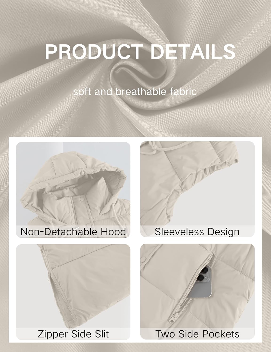 PUWEI Long Puffer Vest Women Quilted Hooded Vest Padded Sleeveless Coat Jackets With Pockets - Image 4