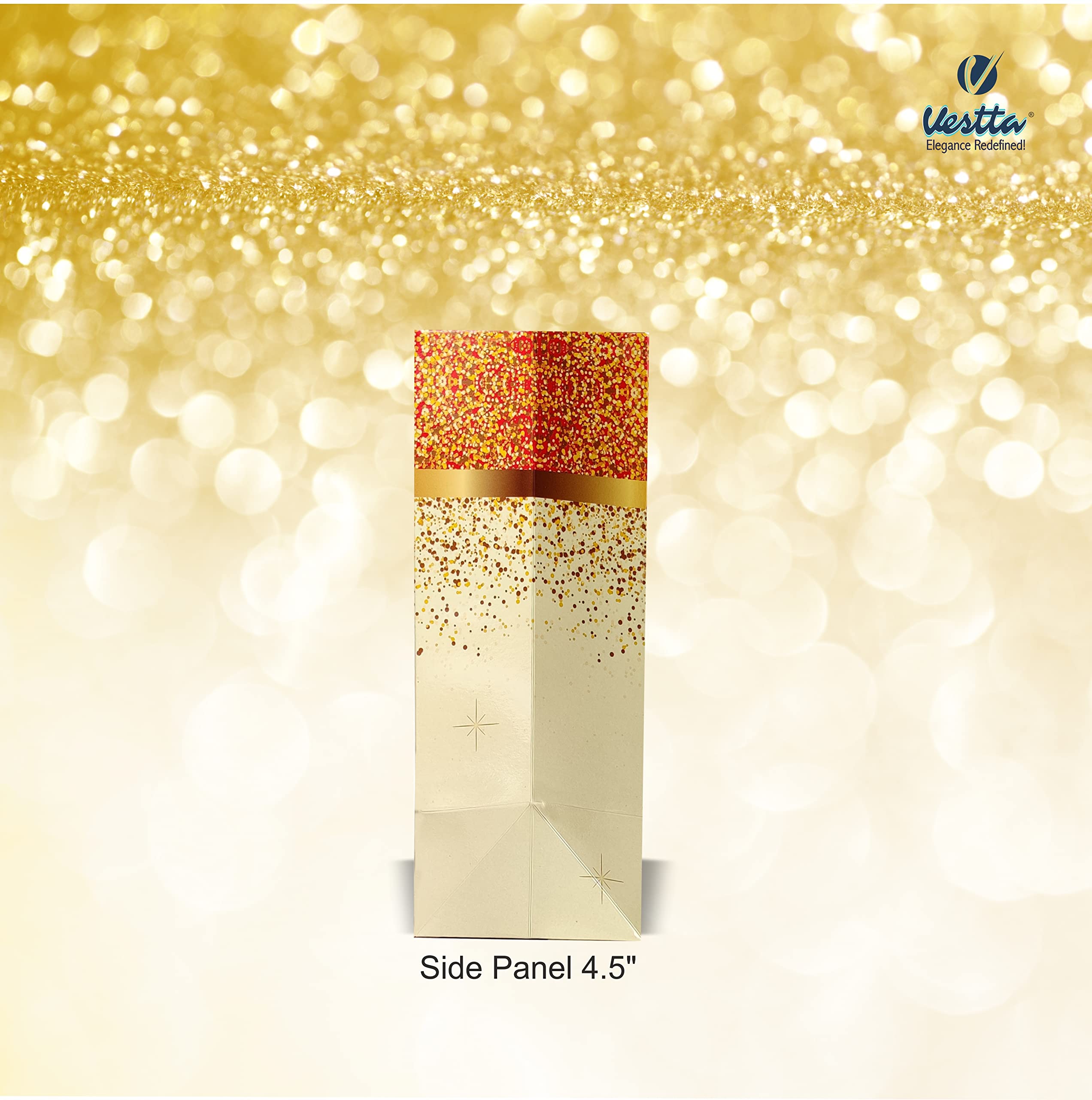 VESTTA -ELEGANCE REDEFINED Gifts Paper Bags, Glitter With Golden Bow, Gloss Finish, 14 (L) X 4.5 (B) X 10(H) Inches, Pack Of 10, Weddings, Diwali, Birthdays, Christmas With Gift Tags (Off-White) 2