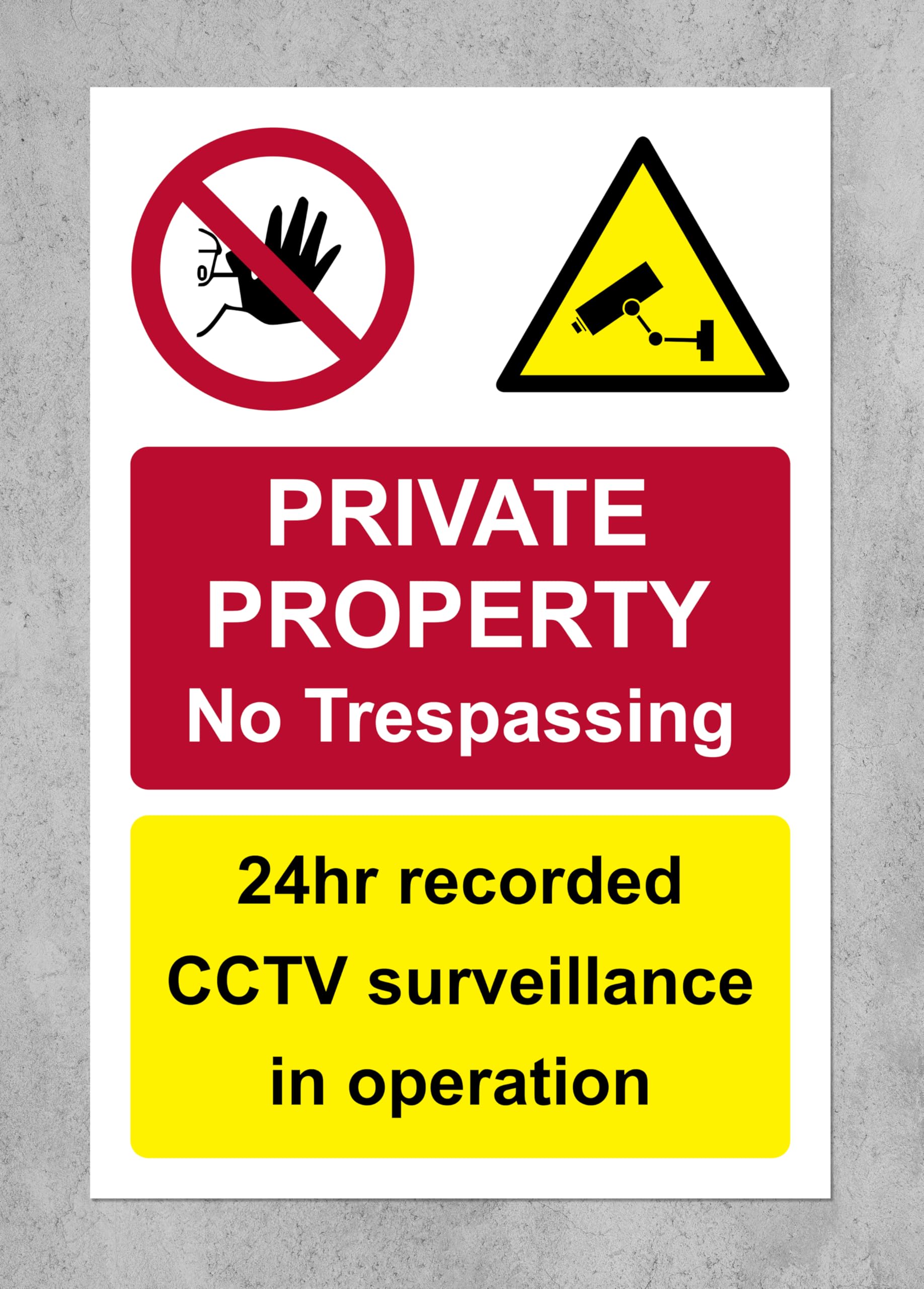 Private Property no trespassing 24 Hour Recorded CCTV Surveillance in Operation - Self Adhesive Sticker (200mm x 150mm)