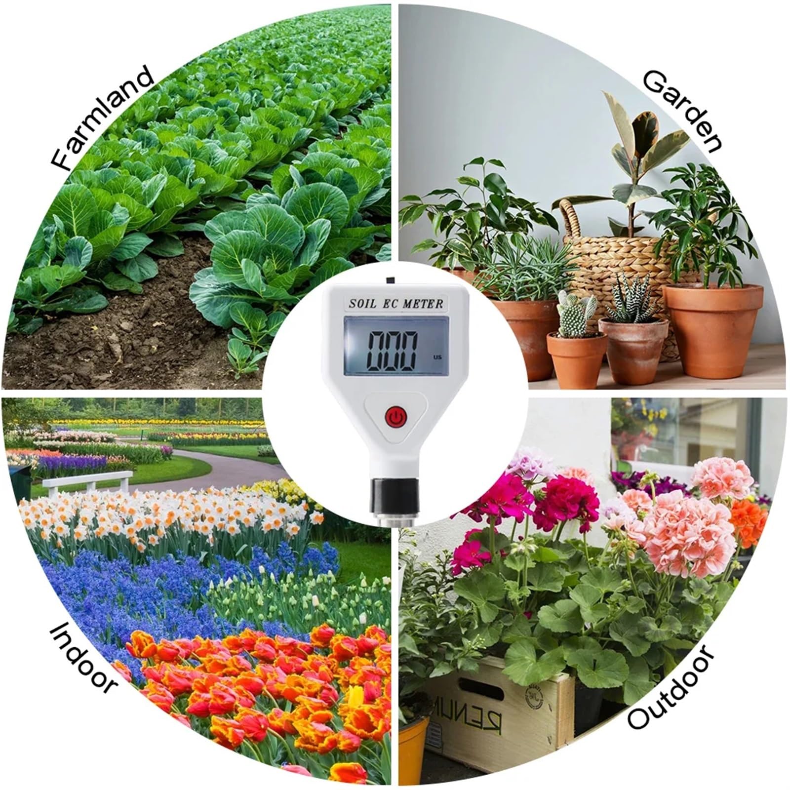 Probador de suelo, Medidor EC de suelo profesional 0-1999us/cm Sonda Metal alta precisión ATC probador conductividad Digital for tierras cultivo jardinería flores