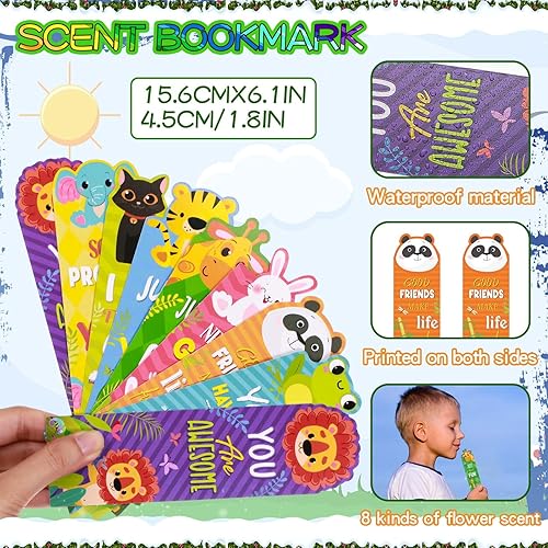 Miniatura 3 de Glenmal 128 lápices perfumados de animales de frutas con adornos de dibujos animados, marcadores perfumados, juegos de llaveros, 32 marcadores, 32