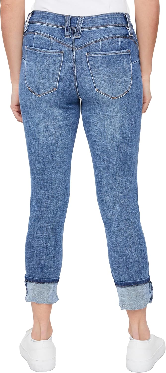 Royalty for Me Womens Royalty for Me Women's Petite Wannabettabutt Mid Rise Mega Cuff Jeans - Image 3