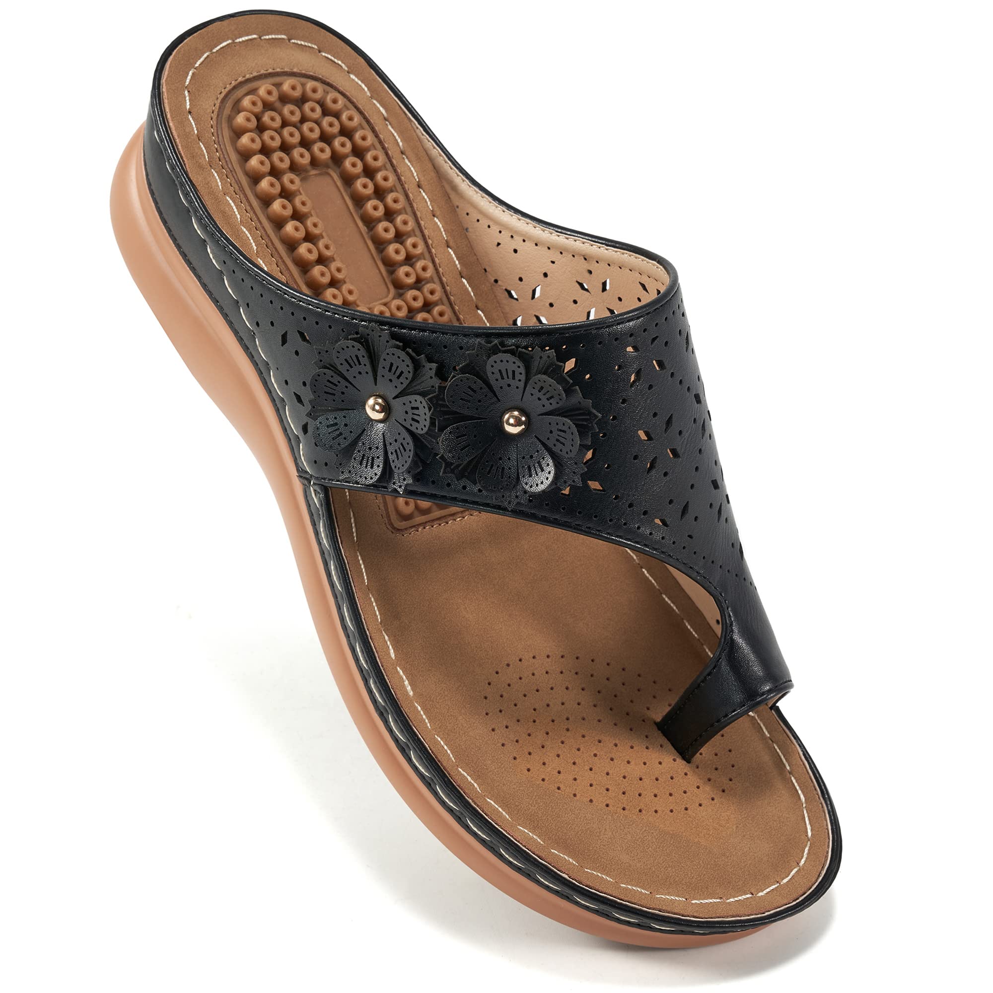 AomigoctSandals for Women Wedge Shoes: Comfortable Orthopedic Sandals Womens Dressy Summer Flip Flops Casual Walking Wedges