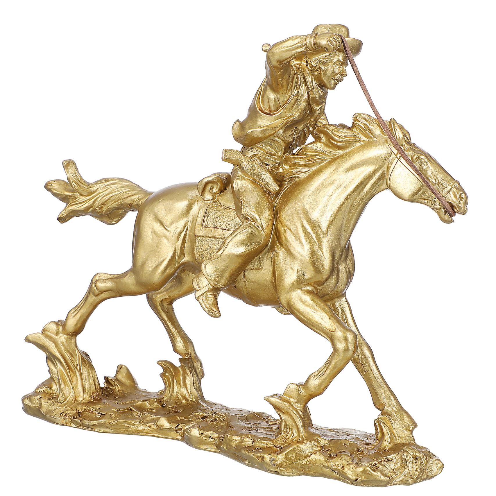 Sculpture cheval en résine dorée FOMIYES pour décoration intérieure