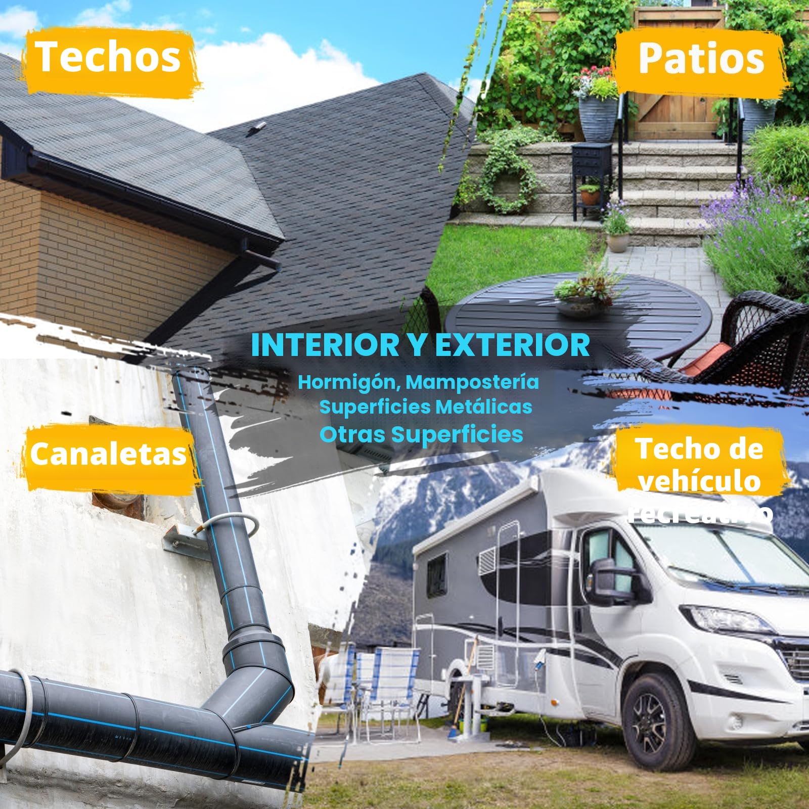 1Gal/133Fl.oz Blanco Sellador Impermeable Goma Líquida Rv Revestimiento de Techo Camper Reparación de Techo Solar Reflectante Cepillo de Madera Masilla Cuchillo Nitrilo Guantes Rodillo Drywall
