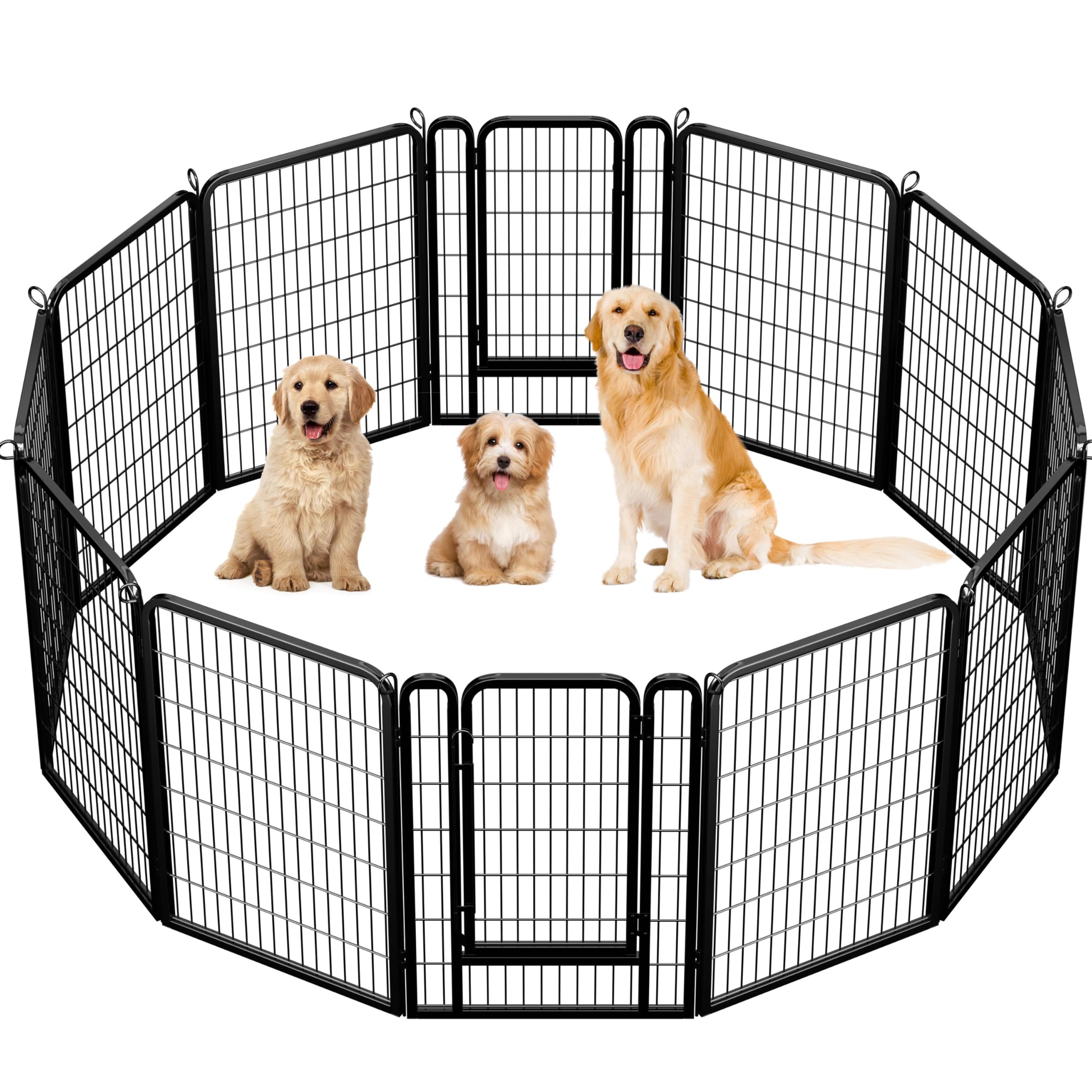 Yaheetech Lightweight Dog Playpen, 12 Panel 100cm Dog Fence Pet Exercise Pen Portable Puppy Play Pen Suitable for RV/Camping