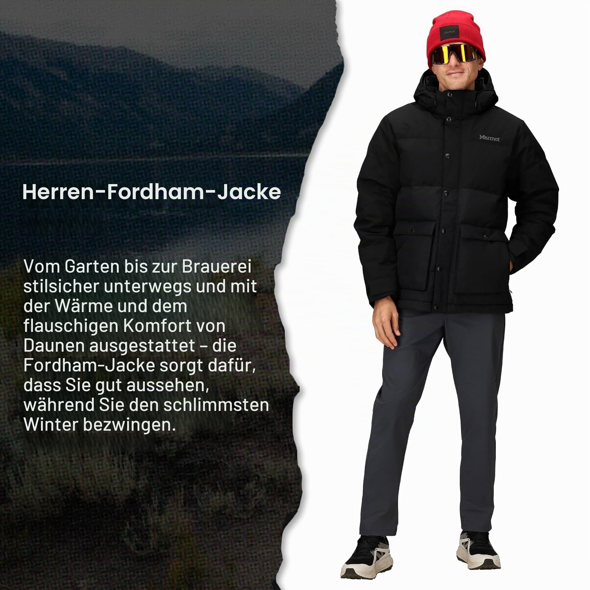 Marmot Herren Fordham Jacket Leichte Daunenjacke, warme Winterjacke, wasserabweisende Steppjacke, winddichte Funktionsjacke, Outdoorjacke mit Kapuze (1er Pack)