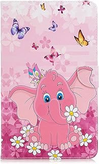 TTNAO Funda para Samsung Galaxy Tab A 10.1 2016 SM-T580/T585Cuero PU Premium Carcasa Activación/suspensión automática Ranuras Diseño，Anti-rasguños Case,Mariposa Elefante Rosa