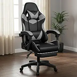 Cadeira Gamer Ergonômica Reclinável Confortável Com Apoio Para Os Pés (Preta)