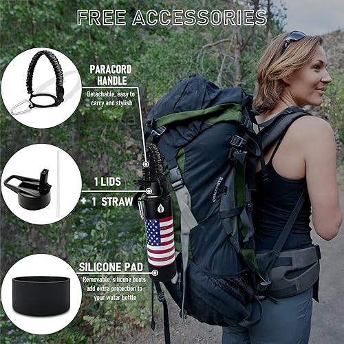 Miniatura 2 de XccMe Botellas de agua de 22 onzas, botella de agua aislada, botellas de agua de acero inoxidable, botella de agua de metal de doble pared con