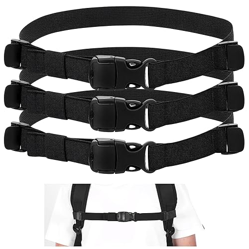 Josojoou 3PCS Backpack Straps, Adjustable Elastic Backpack Chest Strap, Sternum Straps for Backpacks with Backpack Strap Clip, for Hiking, Jogging, Outdoor Activities