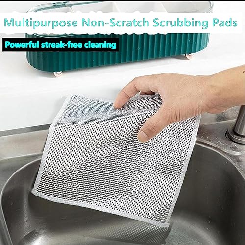 Miniatura 6 de Paño de cocina multifuncional de alambre antiarañazos, fácil de limpiar, paños de limpieza reutilizables, fregona y limpia para platos, fregaderos,