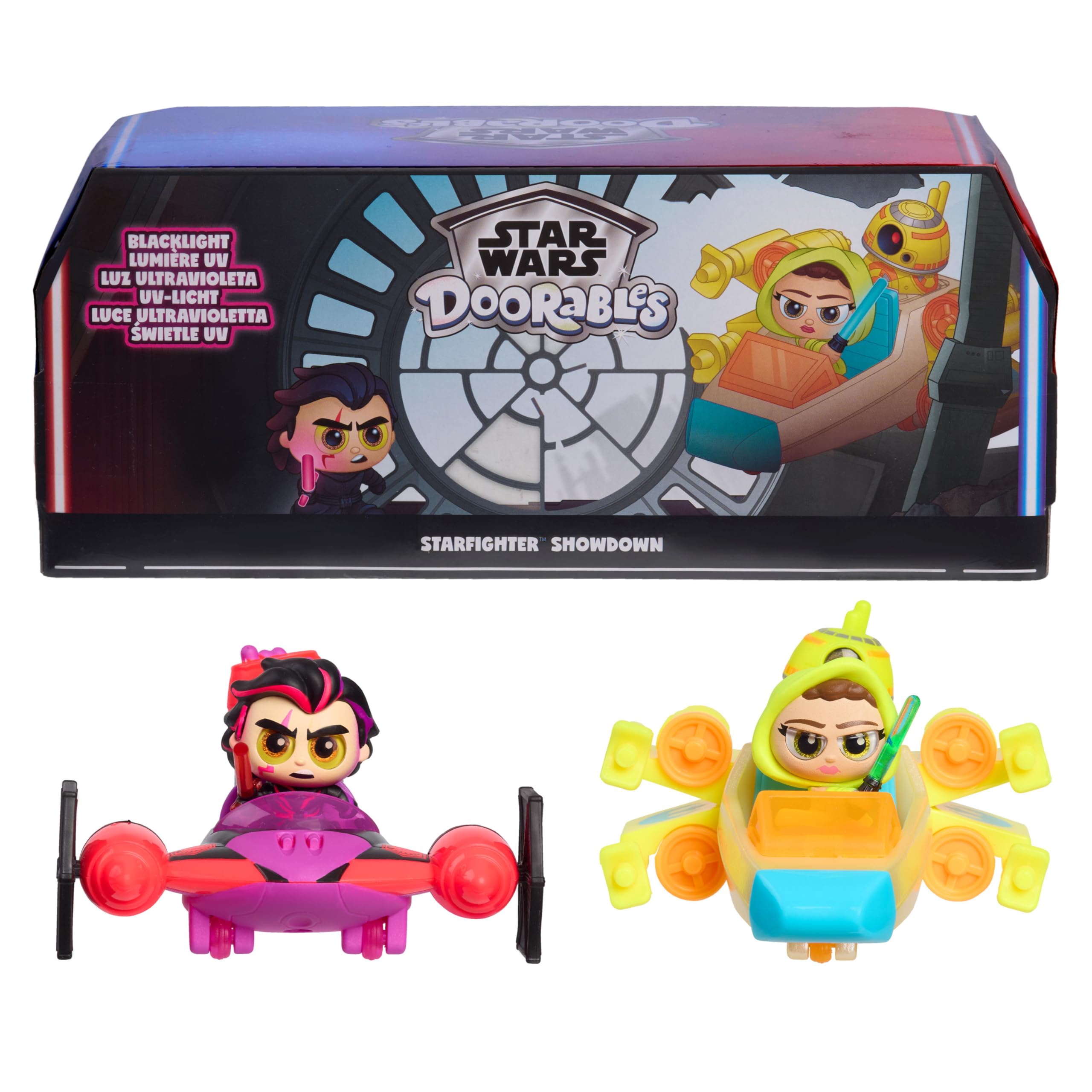 Star Wars Doorables Starfighter Showdown Light-Up Display Exclusive Rey Kylo Ren 1 5 Collectible Mini Figures Star Wars