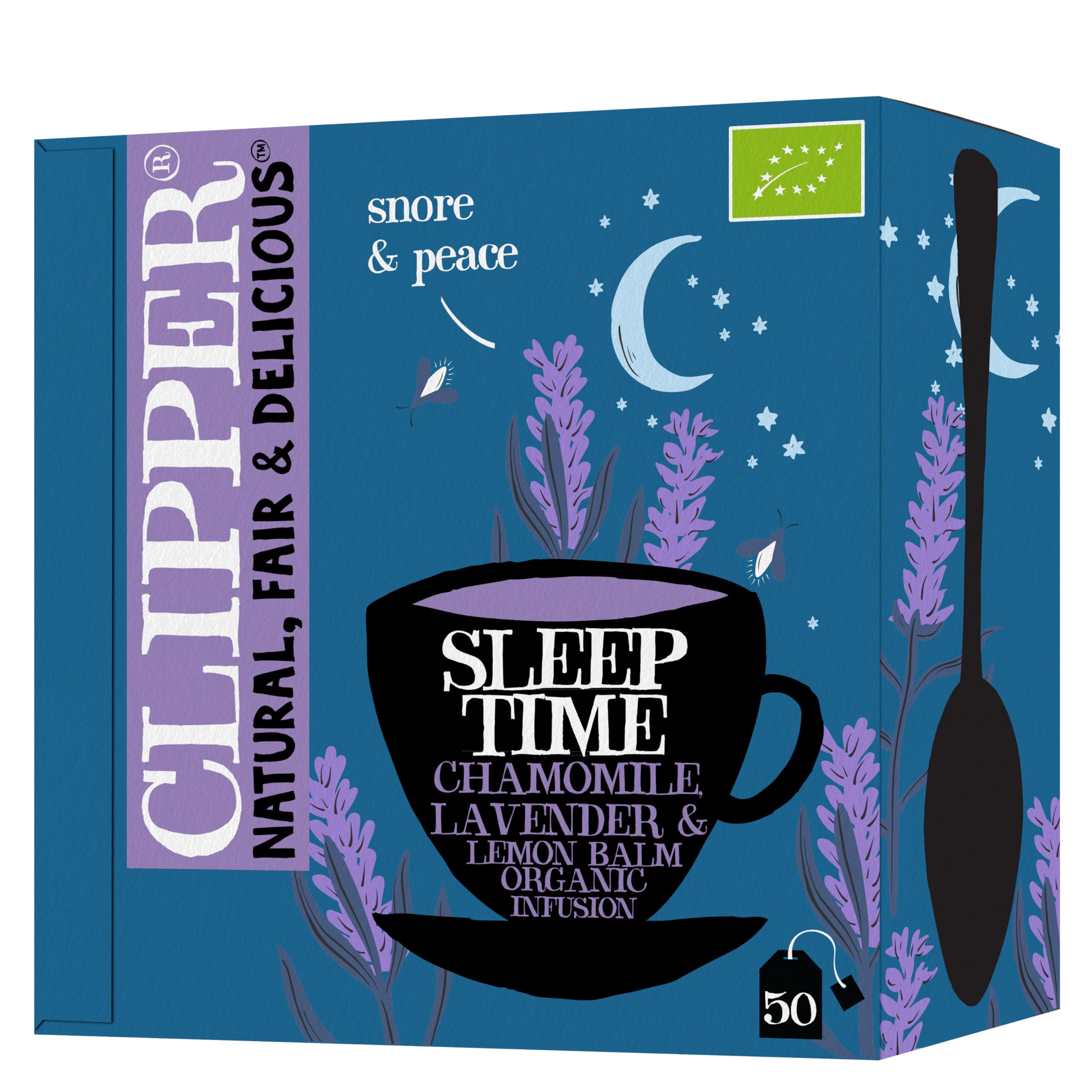 Clipper Sleep Time Infusion Teabags | 50 Chamomile, Lemon Balm and Lavender Envelop String & Tag Tea Bags | Caffeine-Free Herbal Tea Bags | Natural, Unbleached Plant-Based & Biodegradable