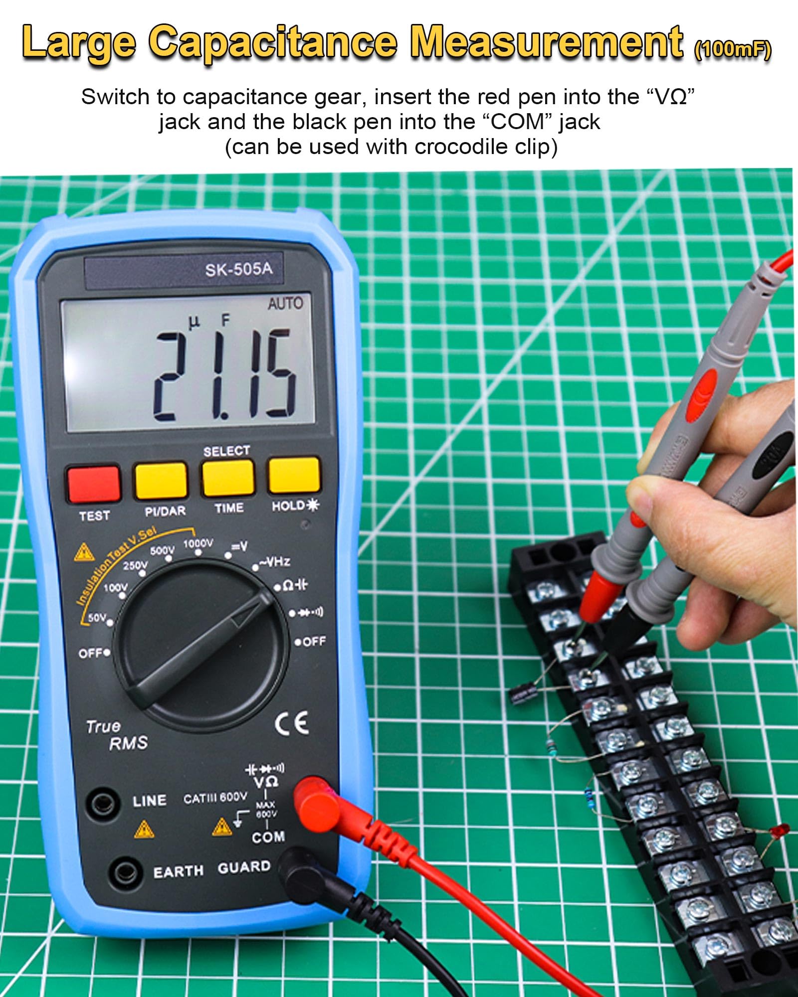 2 in 1 Megohmmeter & Multimeter, Digital Insulation Resistance Tester, 20GΩ/1000V Auto-Ranging, Data Hold, AC/DC Voltage Tester - Image 4