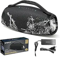 Caixa de Som Bluetooth SABALA DR-909 Boombox,39000mAh 36H Bluetooth 5.3, IPX6 TWS, Portátil USB Powerbank (Preto)