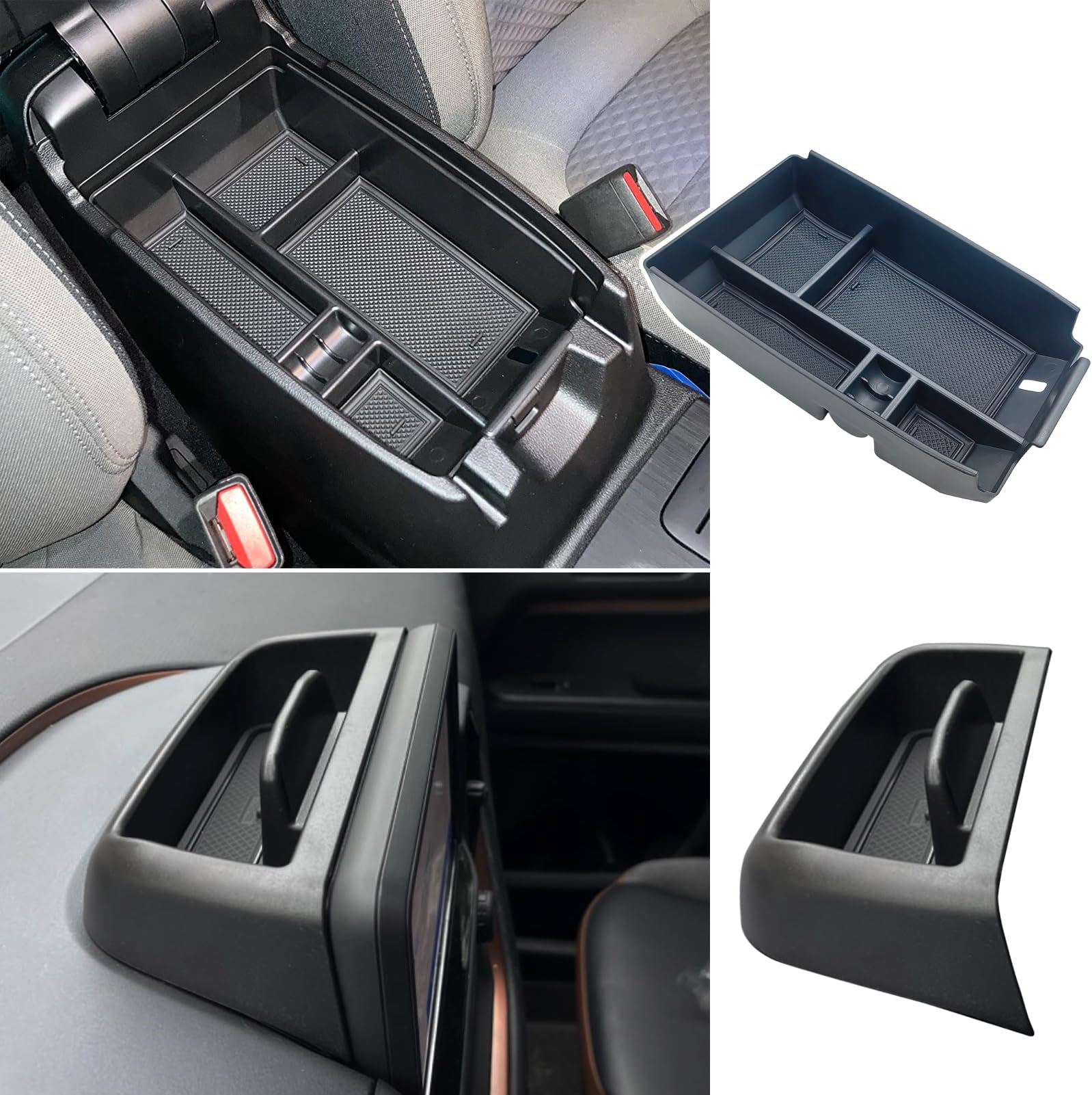 2PCS Center Console Organizer Tray and Dash Storage Tray Compatible with Ford Bronco Sport CX430 2021 2022 2023 2024 Accessories Armrest Box Insert Storage Tray ABS Plastic Material