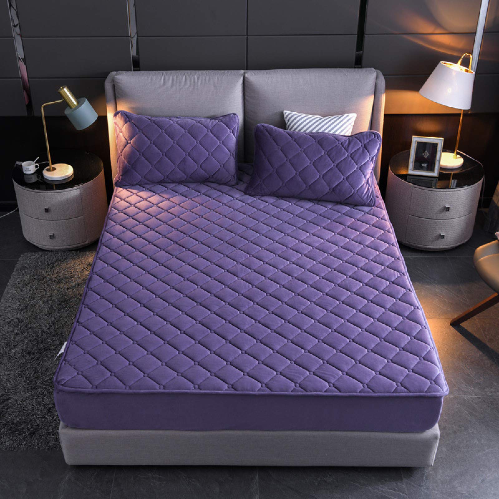 JIANINGHOME Flannel Sheets 150x200,Winter warm flannel elastic band fitted sheet mattress cover plush super soft cozy king size bed sheet
