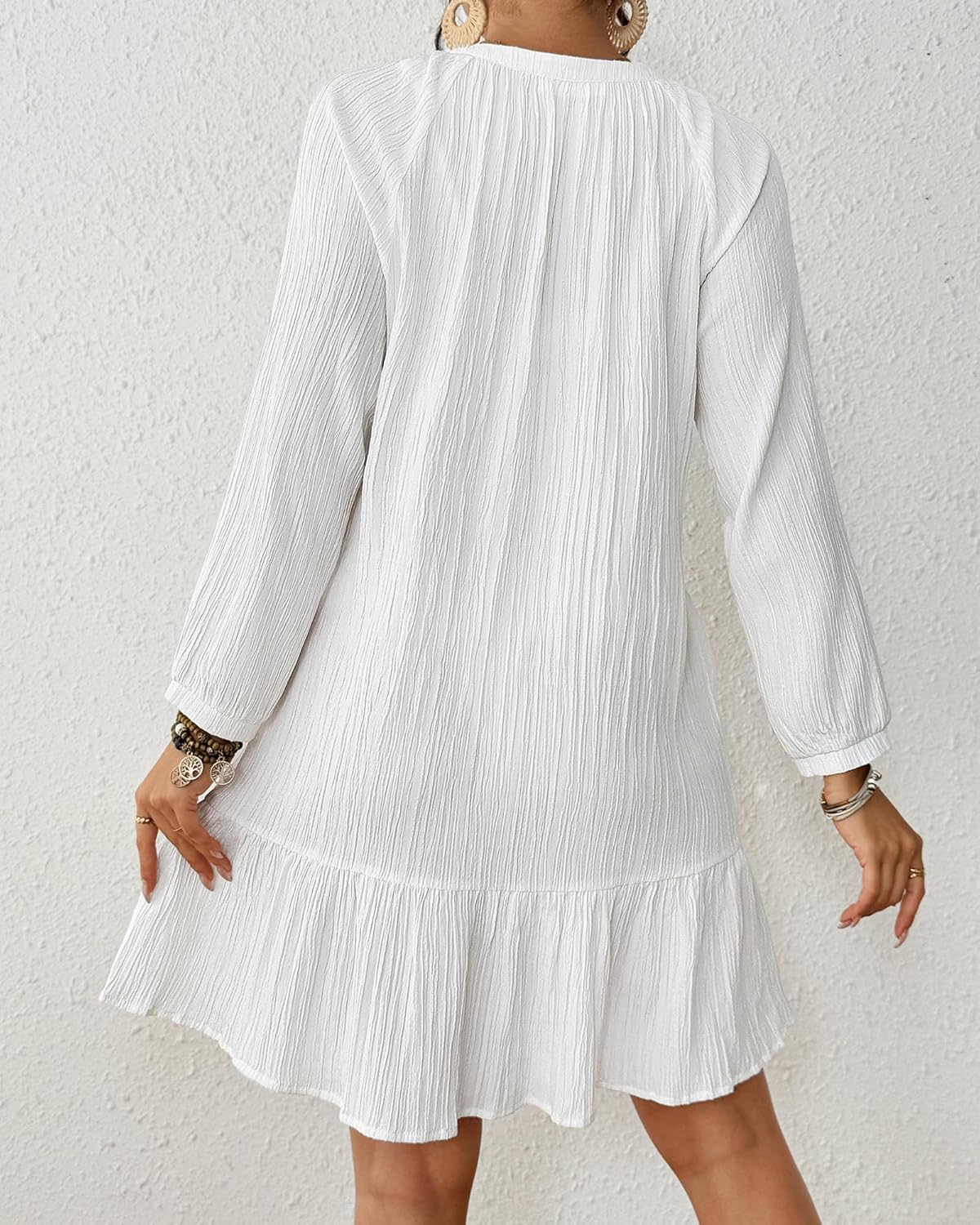 Bsubseach Women Swimsuit Coverup Ruffle Beach Bathing Suit Cover Up Boho Textured Flowy Button Down Dresses with Pockets - Image 3