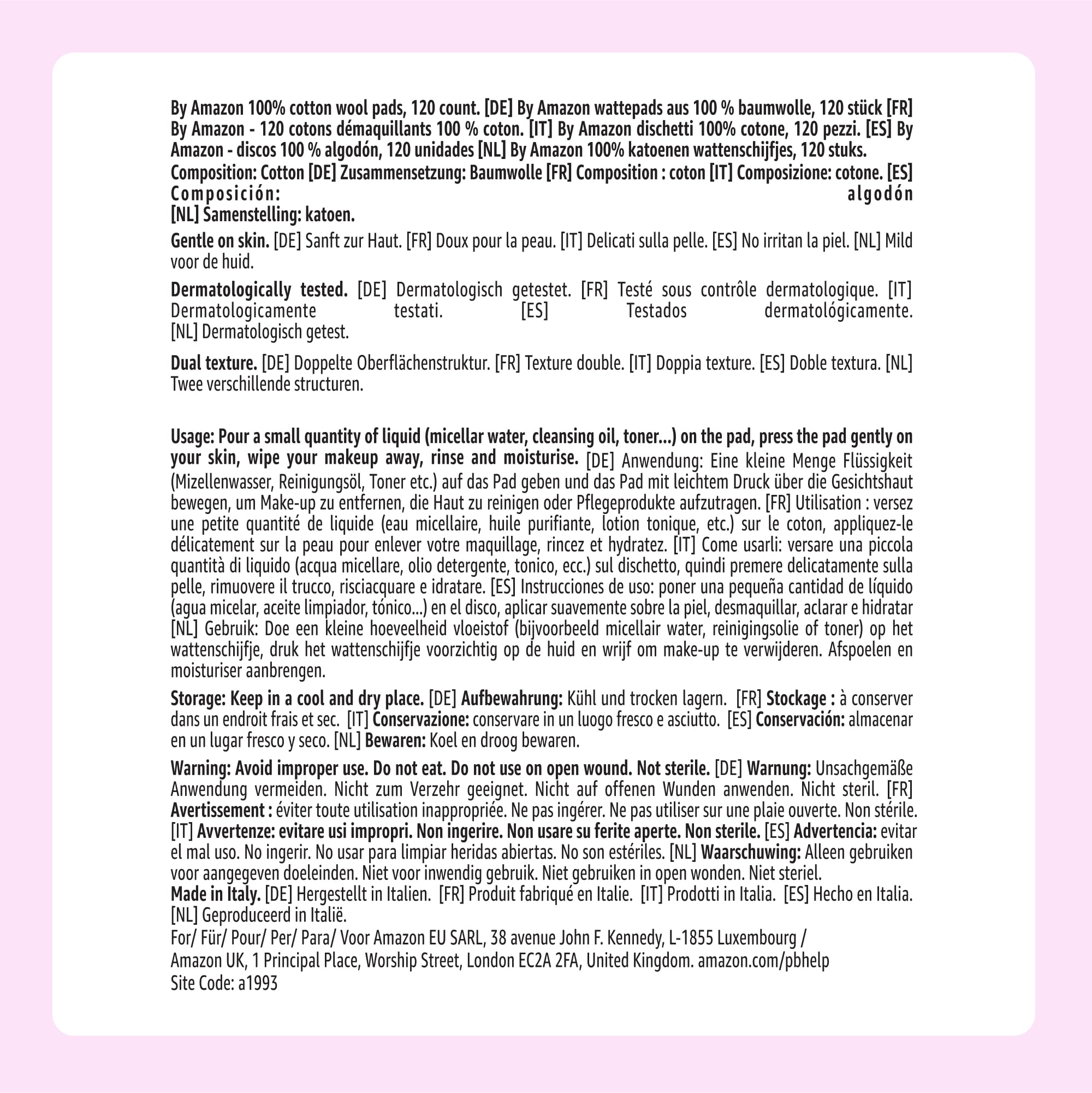 by Amazon Dischetti di Cotone, 100% Cotone, 120 dischetti