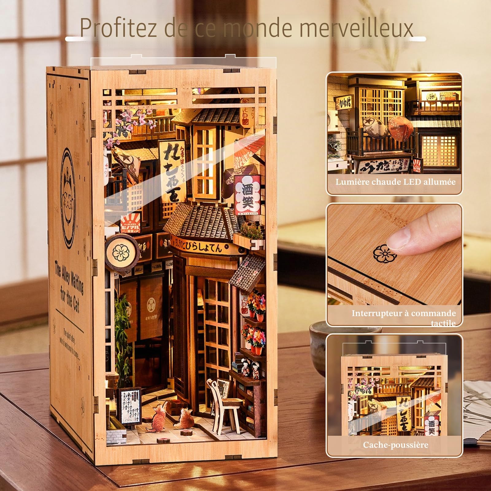 Shrike Book Nook — Maison de Poupée en Bois, Booknook avec Lumières LED,