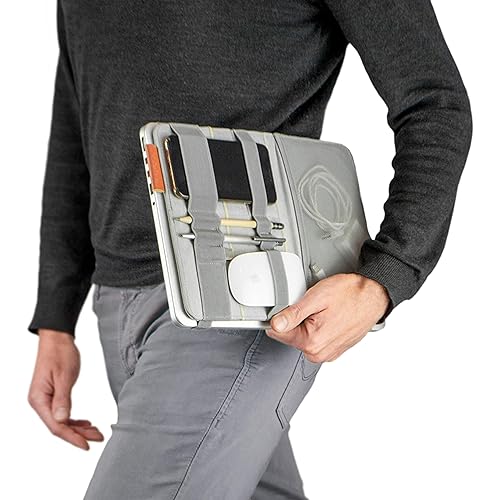 Beblau FOLD Portable Tech Organizer Attachable to Your Devices | Desktop Organizer Office, Home & School | Working from Home Solution | Laptop Accessories Backpack Insert Grey