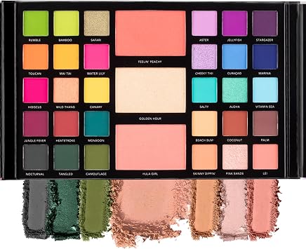 LaRoc PRO x Saskia - Lost In Paradise Hybrid Eyeshadow Palette/Makeup Palette | Bold Buttery Matte, Foil Pigment, Highlighter makeup, Shimmer Blush, Makeup Mirror. Make Up Gift Set