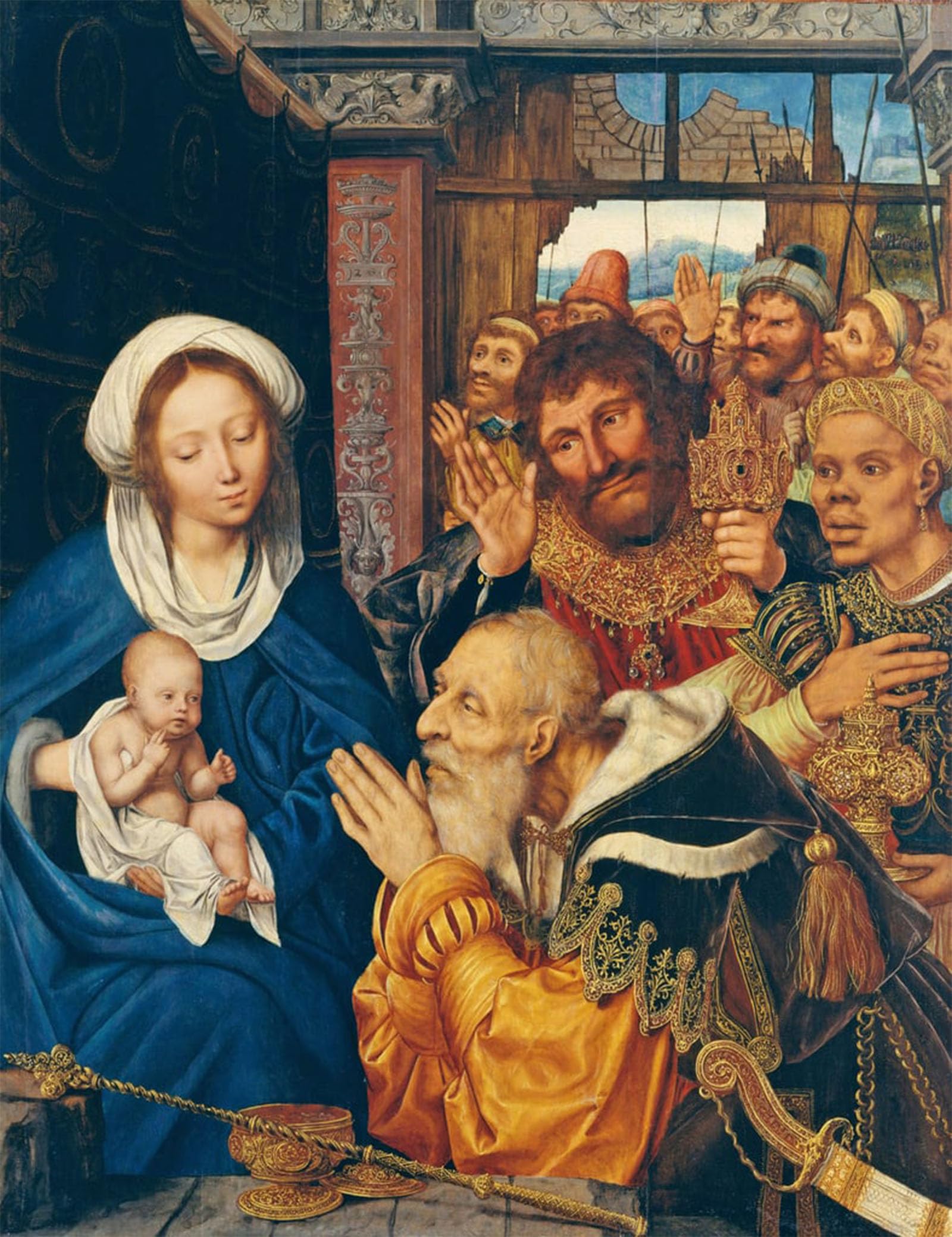 SERENDIPITP Retro Picture Poster Wall Art Pictures Painting the Adoration of the Magi by Quentin Massys or Metsys Wall Art Canvas Print for Wall Decor 60x90cm