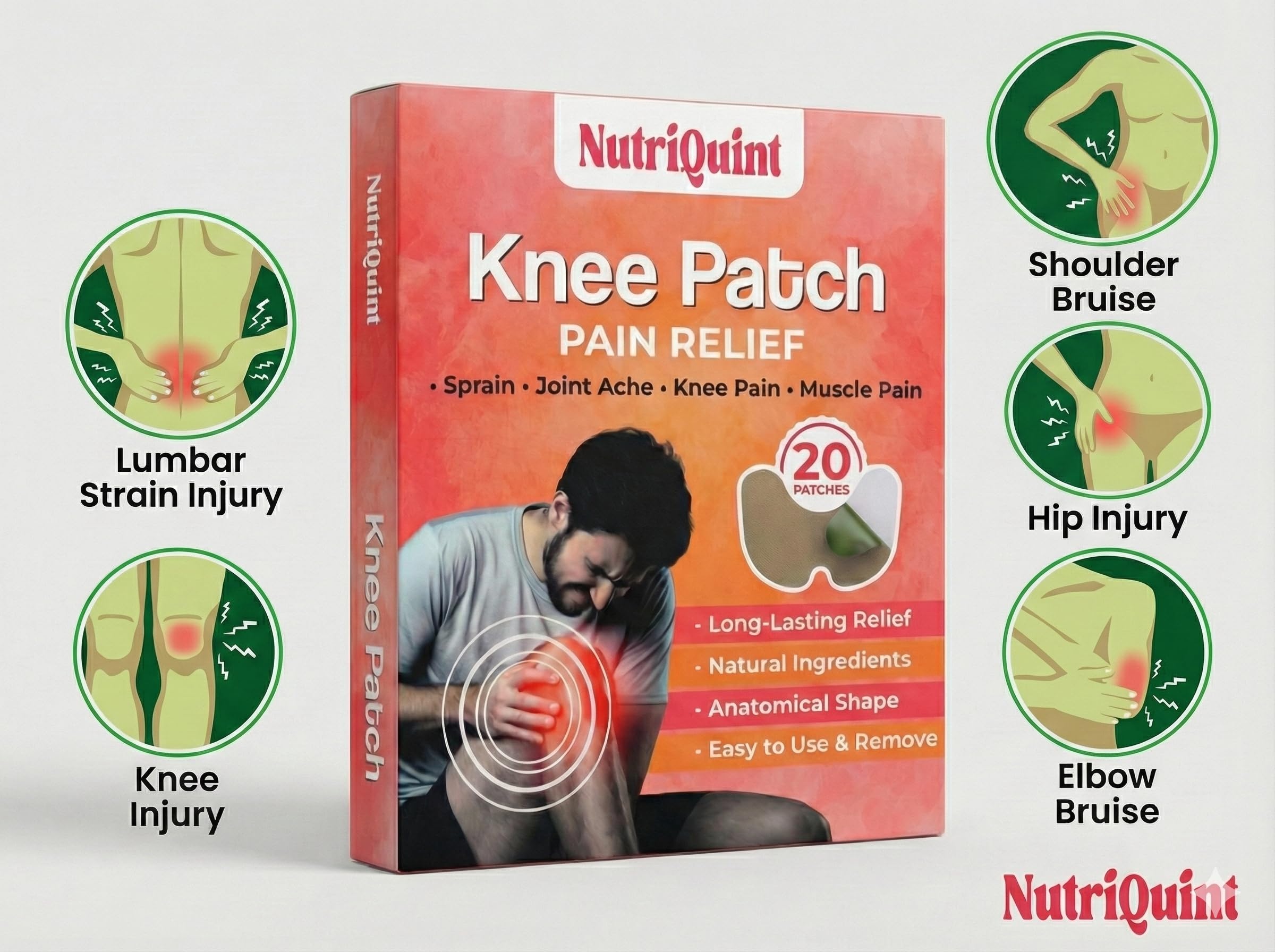 20 Unit Knee Pain Relief Patch for Daily Knee Support | Gentle Warming Comfort | Flexible Breathable Material | Easy Peel & Apply | Herbal — Amazon image 3