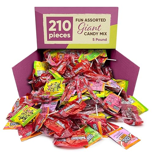Paquete variado de caramelos Caramelos a granel envueltos individualmente 210 unidades 5 libras a granel Jolly Rancher Twizzlers Strawberry Sour